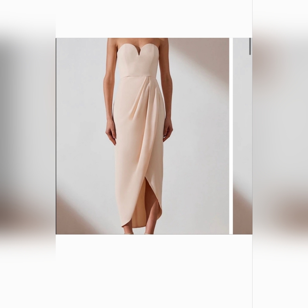 Shona Joy Tulip Hem Draped Strapless Cocktail Dress In Ballet Pink. Size US 4